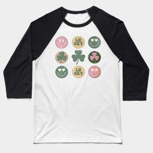 Retro St. Patrick's Day, Clover, Hearts Retro Groovy Baseball T-Shirt